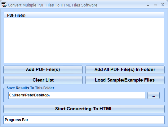 screenshot of convert-multiple-pdf-files-to-html-files-software