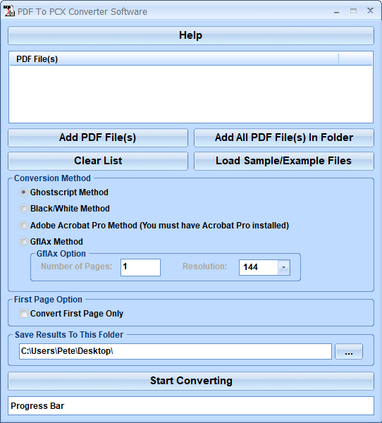 screenshot of pdf-to-pcx