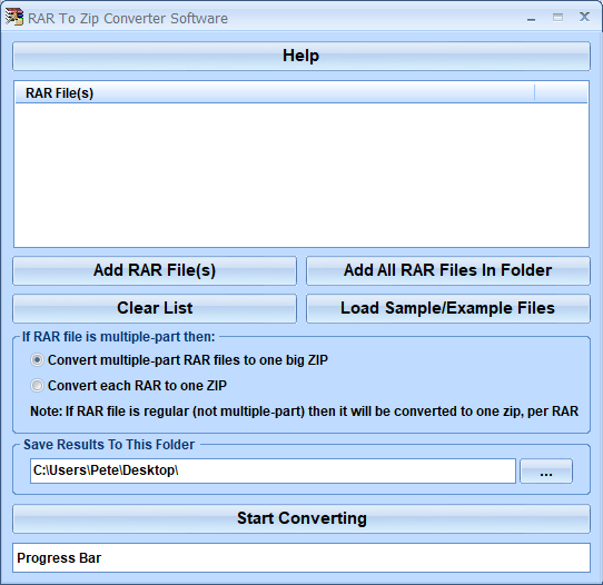 screenshot of rar-to-zip