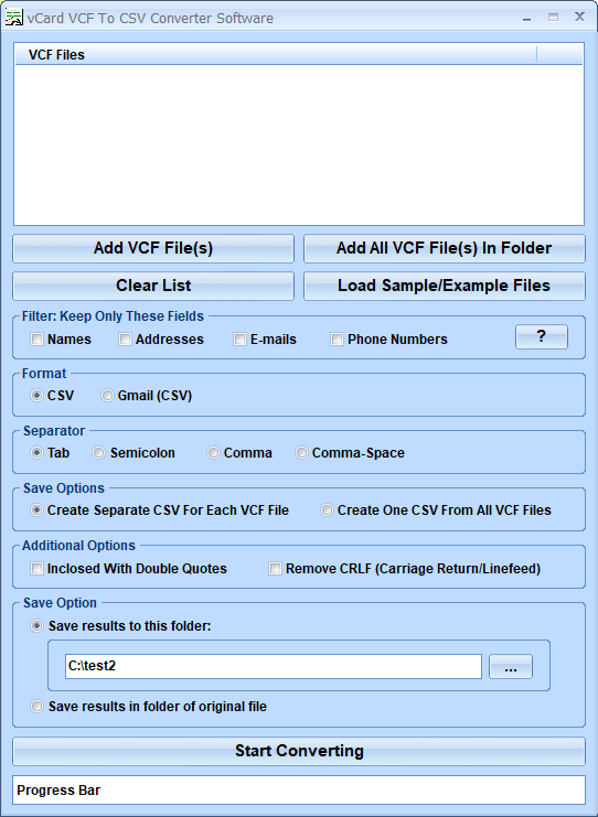 screenshot of vcard-vcf-to-csv-converter-software