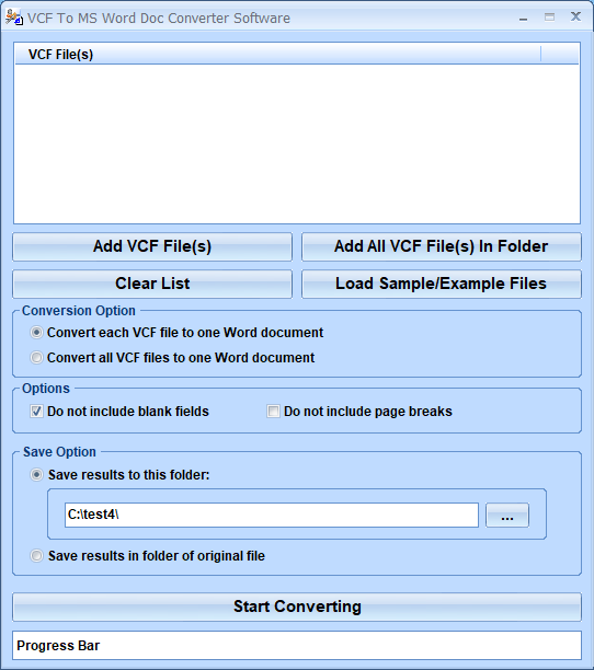 screenshot of vcf-to-doc