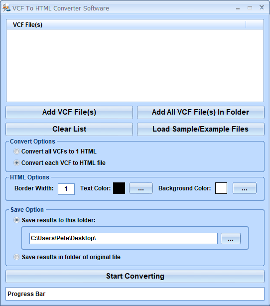 screenshot of vcf-to-html
