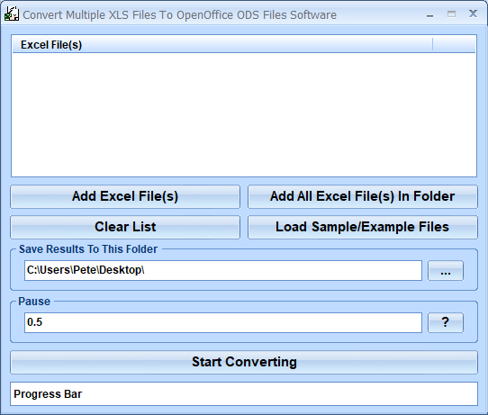 screenshot of convert-multiple-xls-files-to-openoffice-ods-files-software