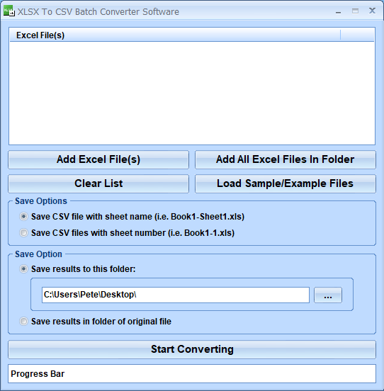 screenshot of xlsx-to-csv-batch-converter-software
