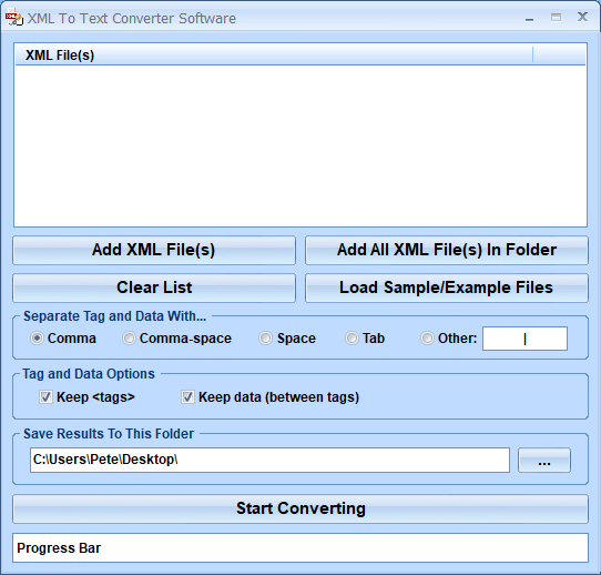 screenshot of convert-xml-to-txt