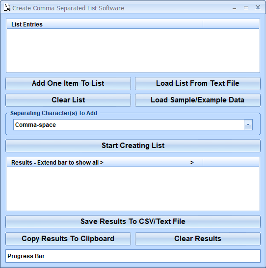 screenshot of create-comma-separated-list-software