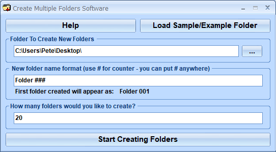 screenshot of create-multiple-folders-software