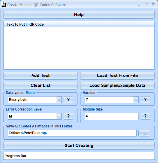 screenshot of create-multiple-qr-codes-software