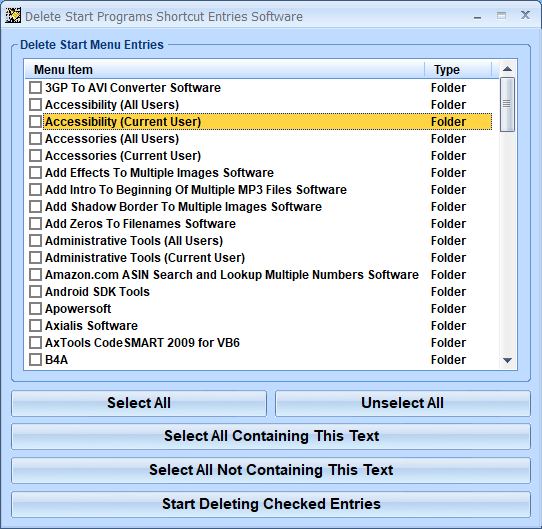 screenshot of delete-start-programs-shortcut-entries-software