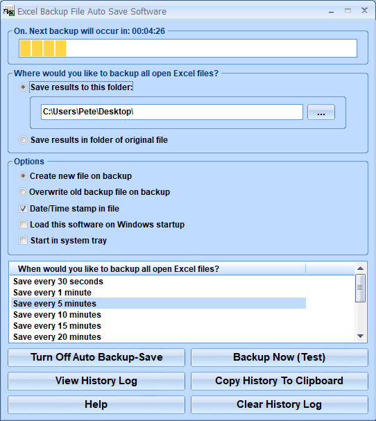 screenshot of excel-backup-file-auto-save-software