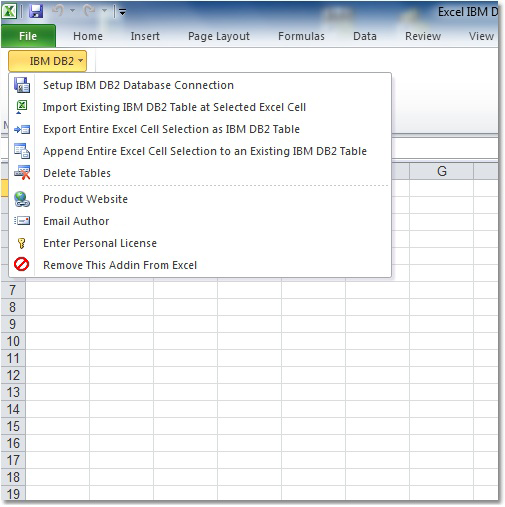 screenshot of excel-ibm-db2-import,-export-and-convert-software