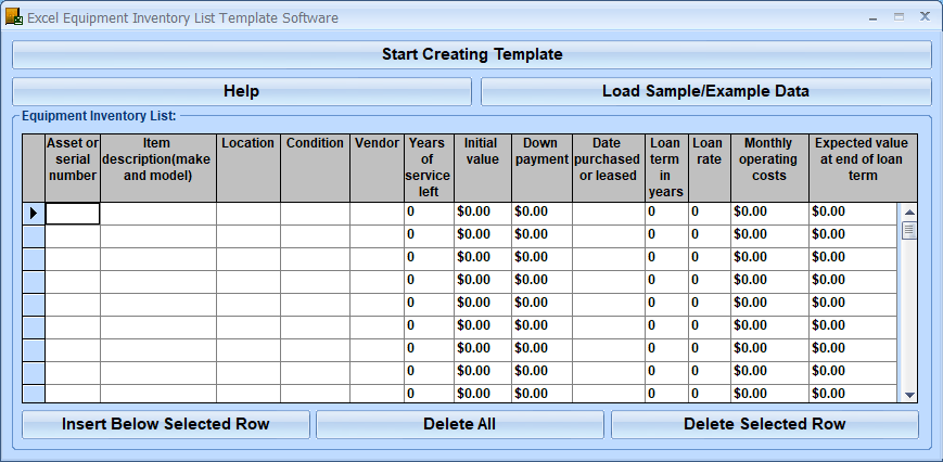 Excel Equipment Inventory List Template Software