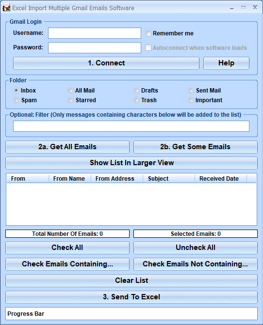 screenshot of excel-import-multiple-gmail-emails-software