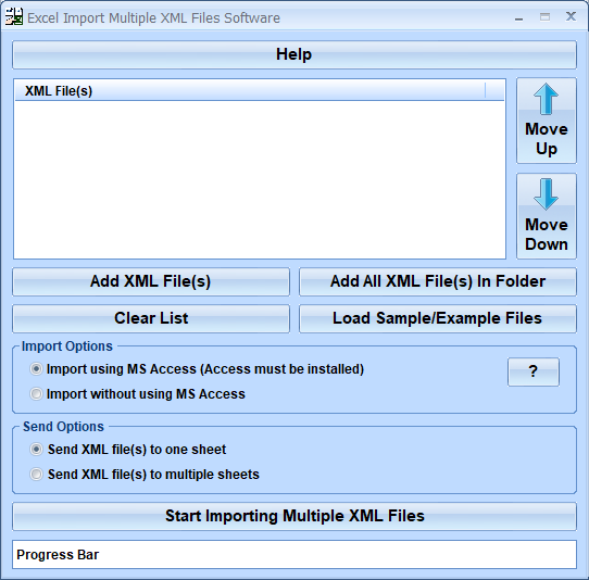 screenshot of excel-import-multiple-xml-files-software