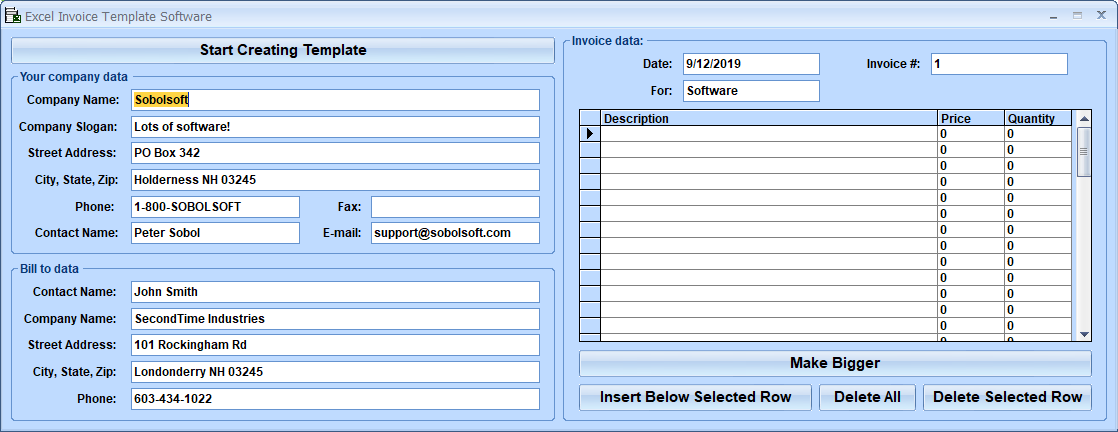 screenshot of excel-invoice-template-software