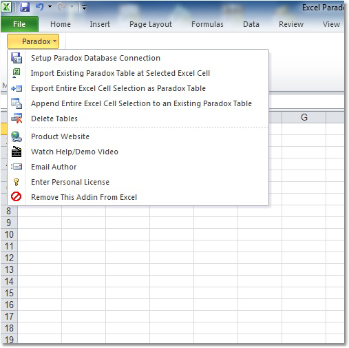 screenshot of excel-paradox-import,-export-and-convert-software