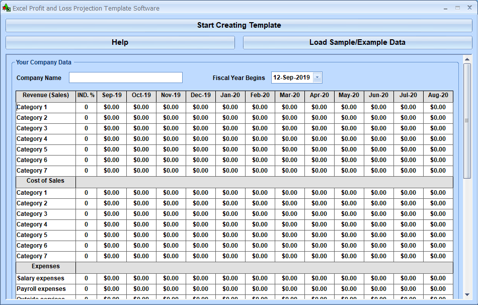 screenshot of excel-profit-and-loss-projection-template-software