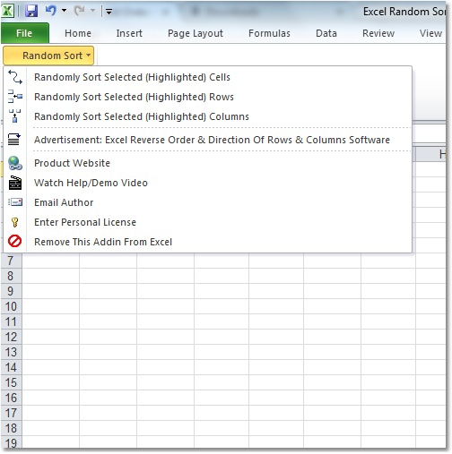 screenshot of excel-random-sort-order-of-cells,-rows-and-columns-software