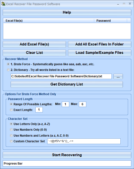 screenshot of excel-recover-file-password-software