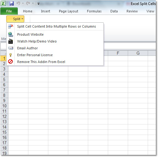 screenshot of excel-split-cells-into-multiple-rows-or-columns-software