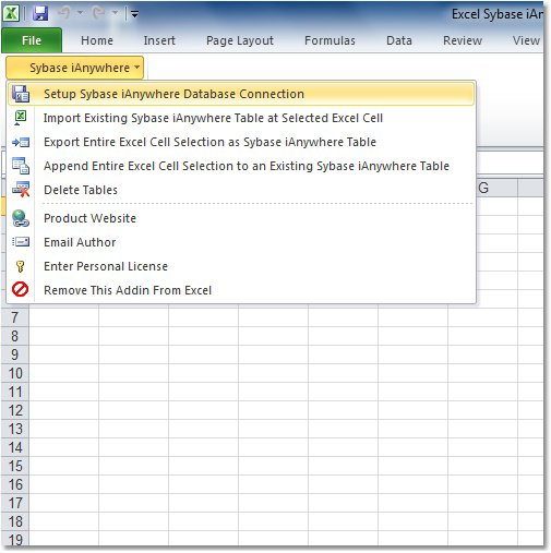 screenshot of excel-sybase-ianywhere-import,-export-and-convert-software