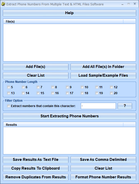 screenshot of extract-phone-numbers-from-multiple-text-and-html-files-software