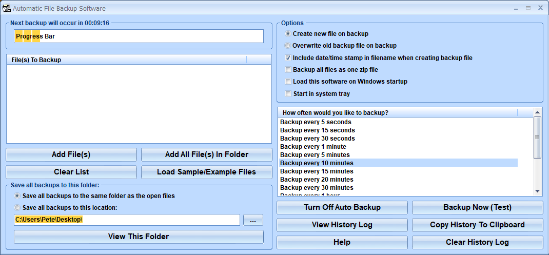 screenshot of automatic-file-backup-software