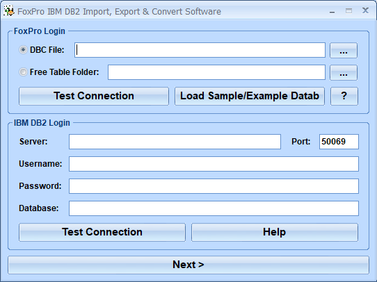 screenshot of foxpro-ibm-db2-import,-export-and-convert-software