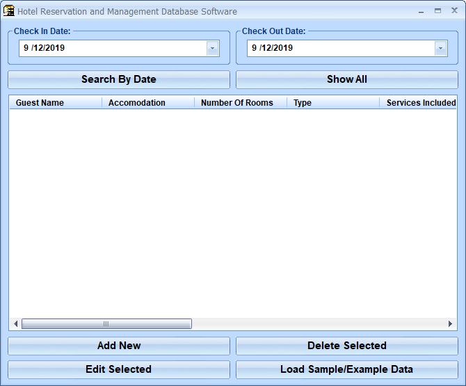screenshot of hotel-reservation-and-management-database-software