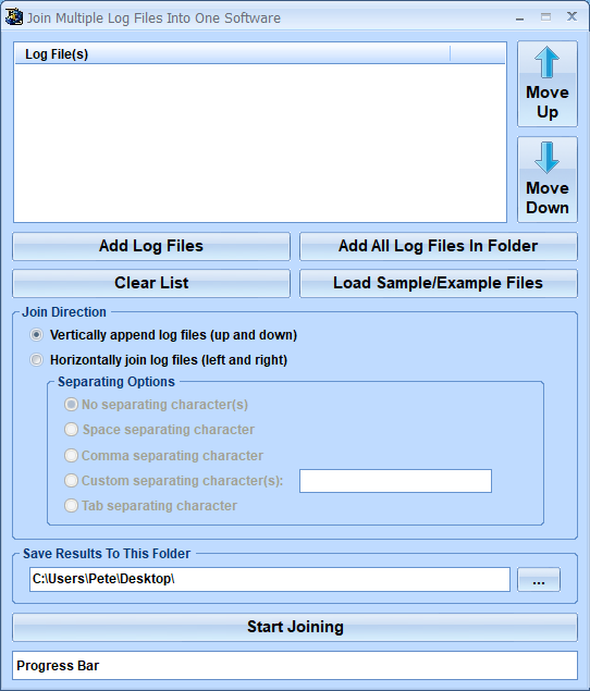 screenshot of join-multiple-log-files-into-one-software