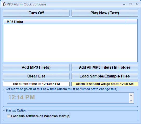 screenshot of mp3-alarm-clock-software