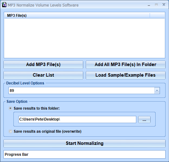 screenshot of mp3-normalize-volume-levels-software