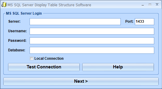 screenshot of ms-sql-server-display-table-structure-software