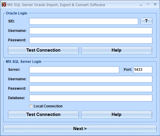 screenshot of ms-sql-server-oracle-import,-export-and-convert-software
