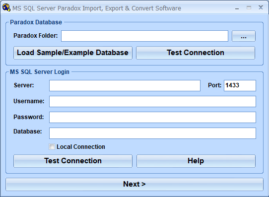 screenshot of ms-sql-server-paradox-import,-export-and-convert-software