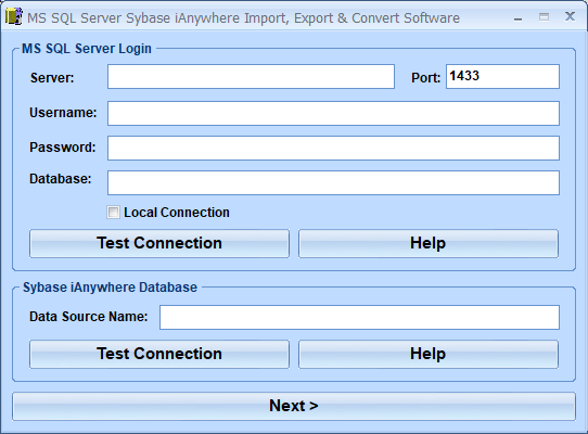 screenshot of ms-sql-server-sybase-ianywhere-import,-export-and-convert-software