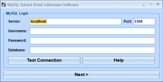 screenshot of mysql-extract-email-addresses-software