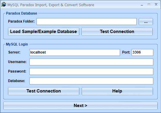 screenshot of mysql-paradox-import,-export-and-convert-software