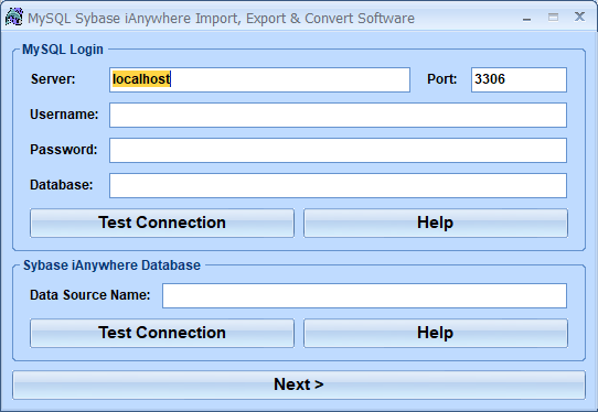 screenshot of mysql-sybase-ianywhere-import,-export-and-convert-software