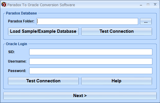 screenshot of paradox-to-oracle-conversion-software
