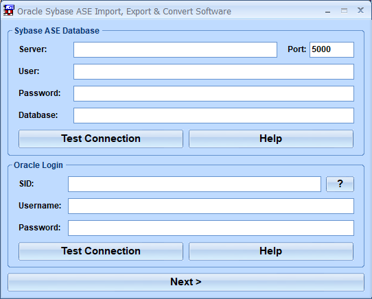 screenshot of oracle-sybase-ase-import,-export-and-convert-software