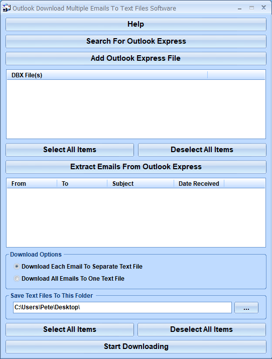 screenshot of outlook-download-multiple-emails-to-text-files-software