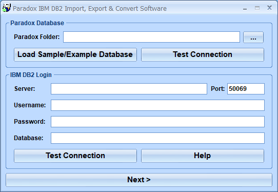 screenshot of paradox-ibm-db2-import,-export-and-convert-software