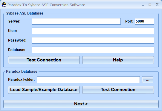 screenshot of paradox-to-sybase-ase-conversion-software