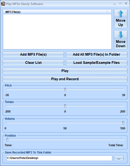screenshot of play-mp3s-slowly-software
