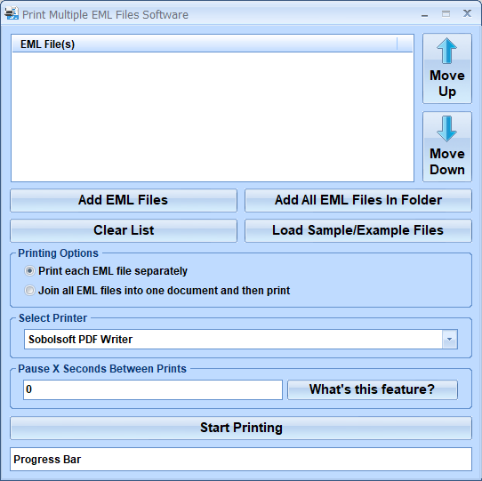 screenshot of print-multiple-eml-files-software