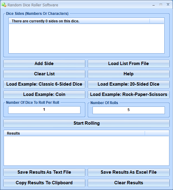 screenshot of random-dice-roller-software