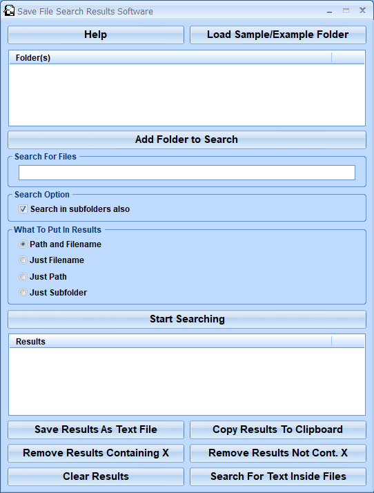 screenshot of save-file-search-results-software