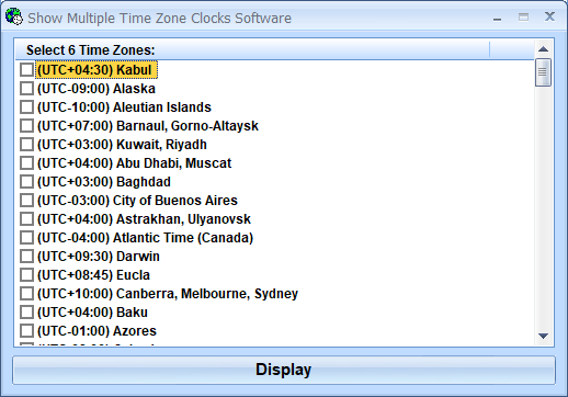 screenshot of show-multiple-time-zone-clocks-software