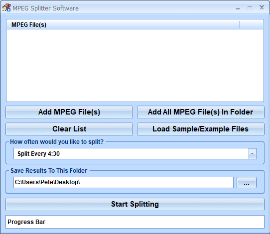 screenshot of mpeg-video-splitter-software